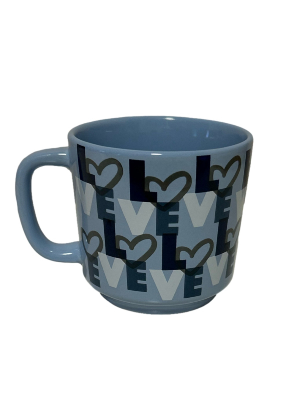 🔥4 for $25 ED Ellen DeGeneres Stoneware Love Mug Blue White Y2K